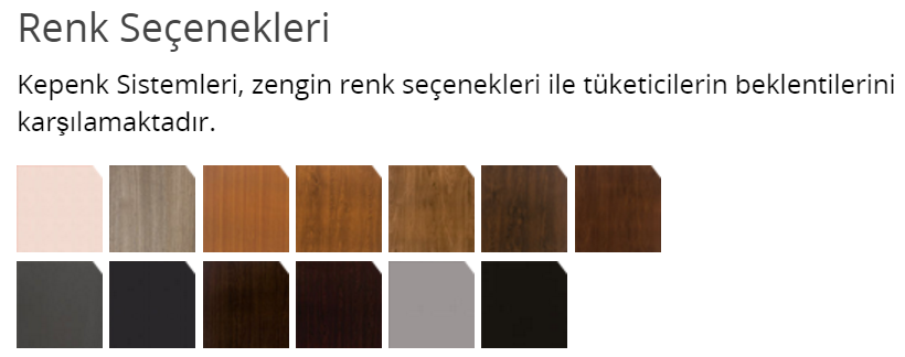 kepenk renk secenekleri
